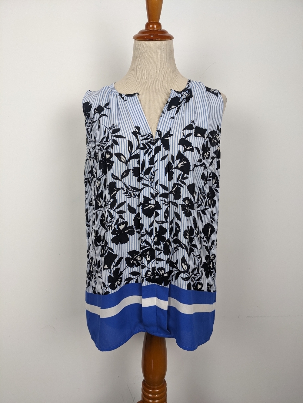 Tommy Hilfiger Blouse Sleeveless Striped Floral Medium